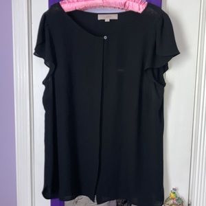 Ann Taylor Loft Short Capped Sleeve Button Down